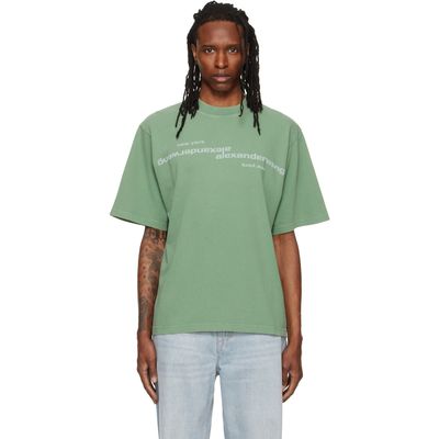 Alexander Wang Alexander Wang Green Mirrored Logo Short Sleeve T-shirt
