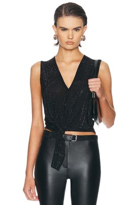 Alexander Wang Alexander Wang Hotfix Knotted Deep V-Neck Tank Top