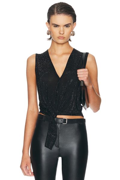 Alexander Wang Alexander Wang Hotfix Knotted Deep V-Neck Tank Top
