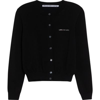 Alexander Wang Alexander Wang Hotfix Logo Shrunken Cardigan