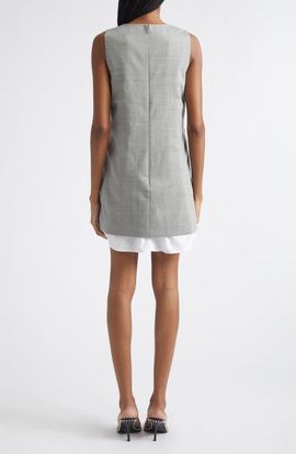 Alexander Wang Alexander Wang Layered Wool & Cotton Shift Minidress