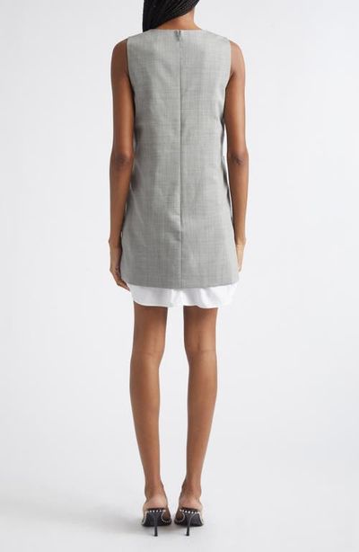 Alexander Wang Alexander Wang Layered Wool & Cotton Shift Minidress