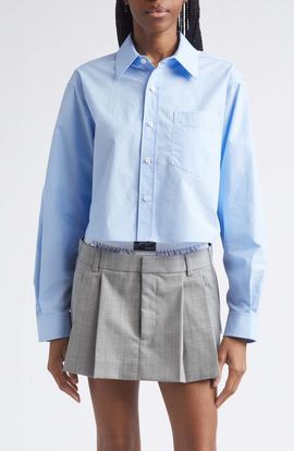 Alexander Wang Alexander Wang Logo Crop Cotton Button-Up Shirt