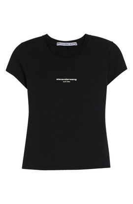 Alexander Wang Alexander Wang Logo Print Fitted Stretch Cotton T-Shirt