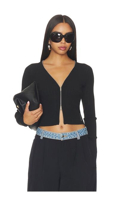 Alexander Wang Alexander Wang Long Sleeve Pointelle Cardigan Zip Up