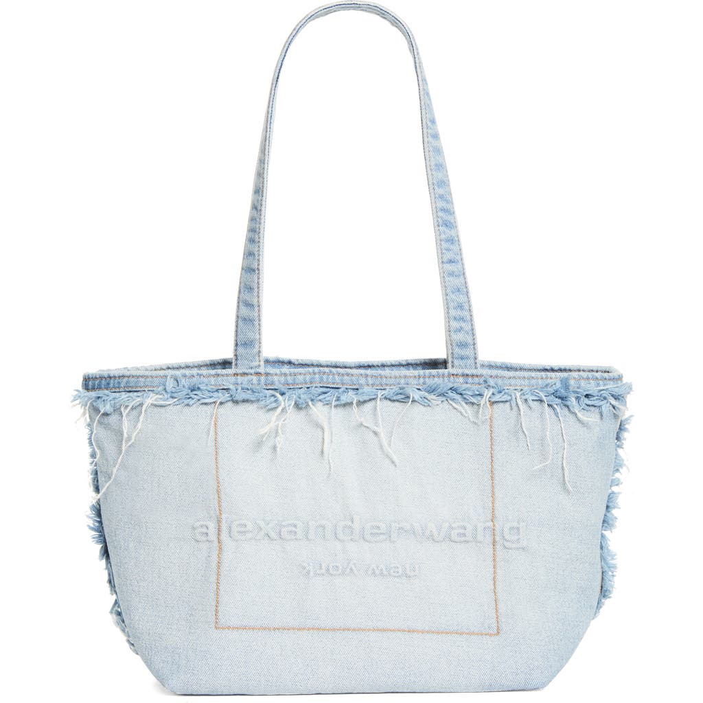 Alexander Wang Alexander Wang Medium Punch Logo Denim Fray Tote