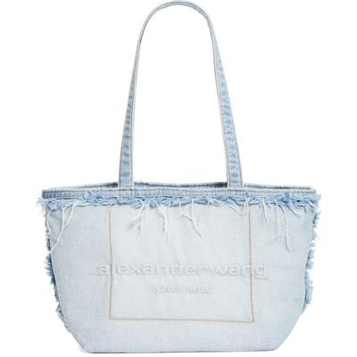 Alexander Wang Alexander Wang Medium Punch Logo Denim Fray Tote