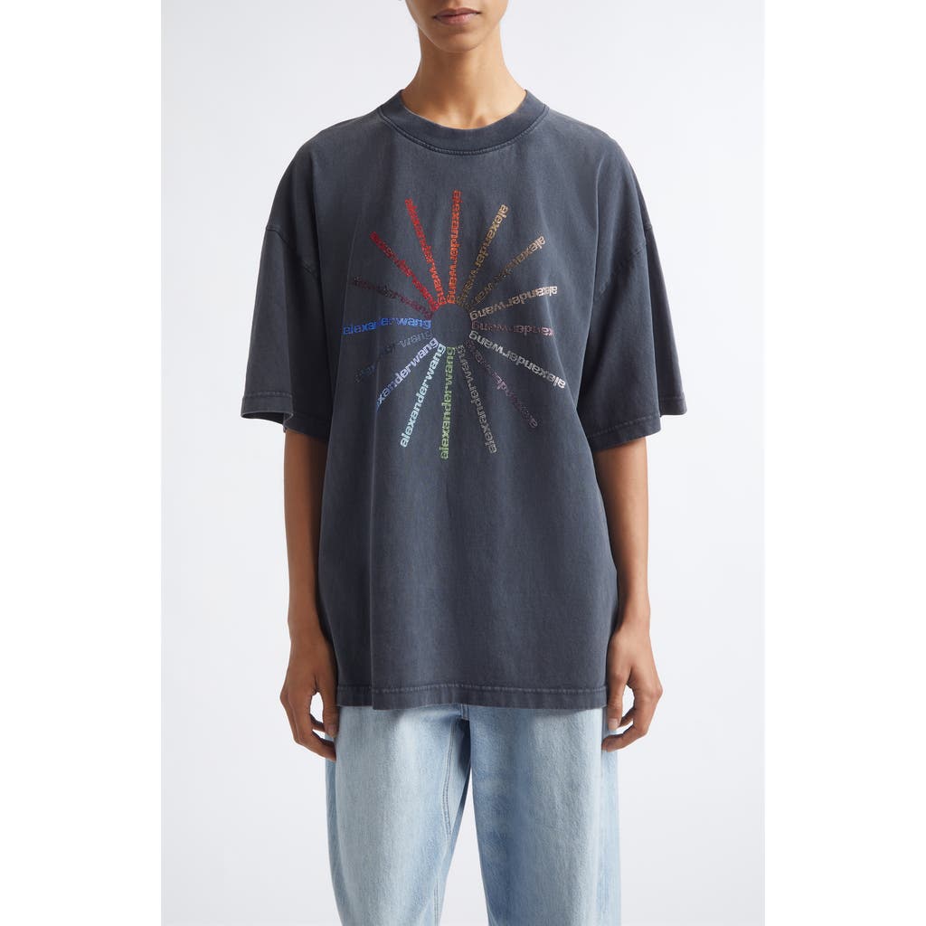 Alexander Wang Alexander Wang Oversize Crystal Hotfix Logo T-Shirt