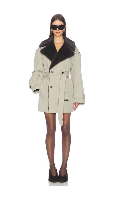 Alexander Wang Alexander Wang Oversized Trench Coat With Faux Fur Lining