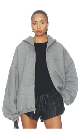 Alexander Wang Alexander Wang Oversized Zip-up Hoodie With Allover Hotfix