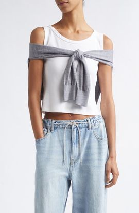 Alexander Wang Alexander Wang Pre-Styled Draped Cardigan Crop Tank