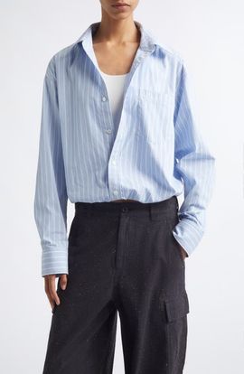Alexander Wang Alexander Wang Pre-Styled Gathered Button-Up Shirt with Tank