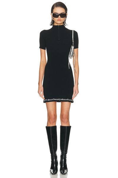 Alexander Wang Alexander Wang Ribbed Short Sleeve Logo Dress
