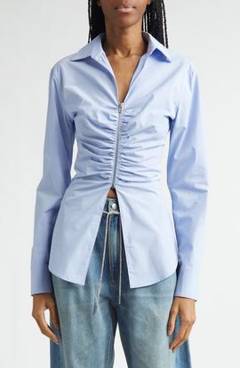 Alexander Wang Alexander Wang Ruched Knit Zip Top