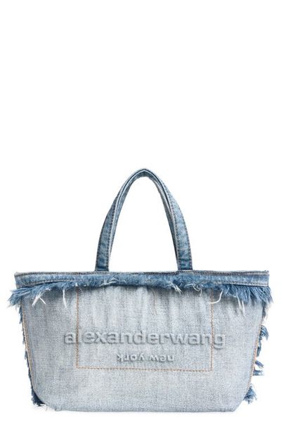 Alexander Wang Alexander Wang Small Punch Frayed Denim Tote