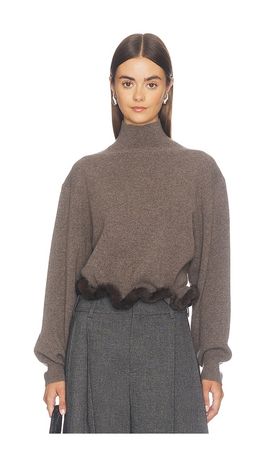 Alexander Wang Alexander Wang Turtleneck With Wired Faux Mink Trim
