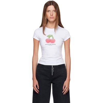 Alexander Wang Alexander Wang White Cherry Graphic Fitted Ringer T-shirt