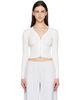 Alexander Wang Alexander Wang White V-Neck Long Sleeve Pointelle Zip Cardigan - 1