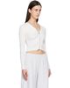 Alexander Wang Alexander Wang White V-Neck Long Sleeve Pointelle Zip Cardigan - 2
