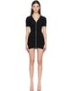 Alexander Wang Alexander Wang White V-Neck Short Sleeve Pointelle Zip Minidress - 1