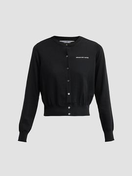 Alexander Wang Women's Hotfix Logo Crewneck Cardigan