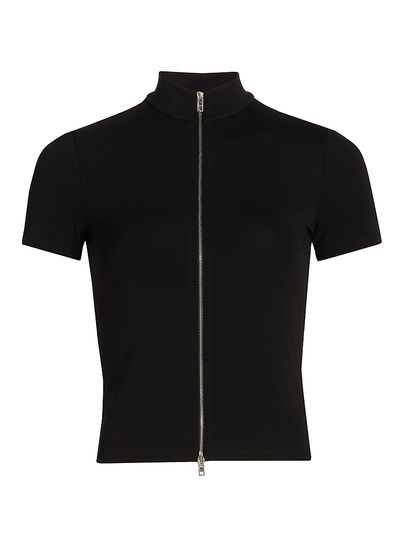 Alexander Wang Women's Zip-Front Short-Sleeve Rashguard Top