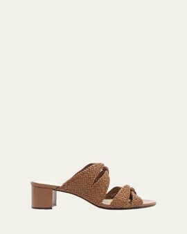 Alexandre Birman 45mm Sabrina Leather Block Heel Slide Sandals
