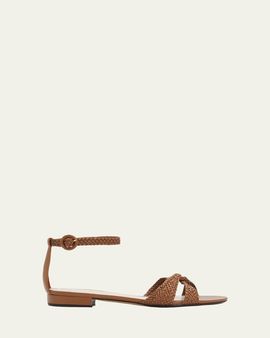 Alexandre Birman Sabrina Braided Leather Flat Sandals