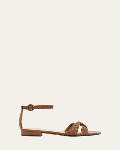 Alexandre Birman Sabrina Braided Leather Flat Sandals