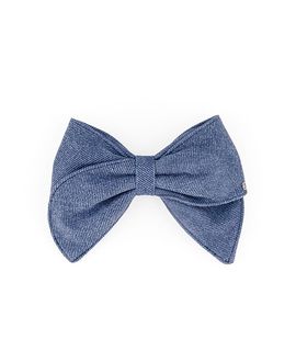 Alexandre De Paris Alexandre de Paris Denim Leather Bow Barette