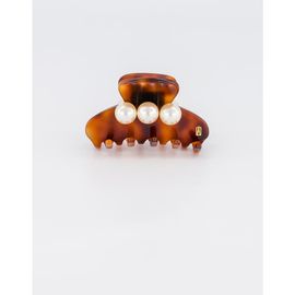 Alexandre de Paris Alexandre de Paris Small Acetate and Pearl Hair Clip