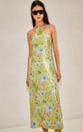 Alexis Alexis Balia Sequined Applique Midi Dress