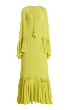 white christmas dresses Alice Satin Halter Maxi Dress / Lemon | Meshki