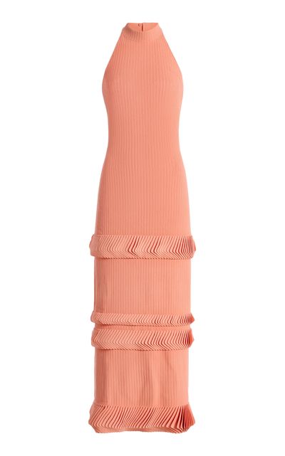 midi dress halter Latte Halter Neck Bodycon Ribbed Knit Midi Dress