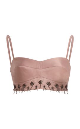 Alexis Alexis Mili Beaded Satin Crop Top