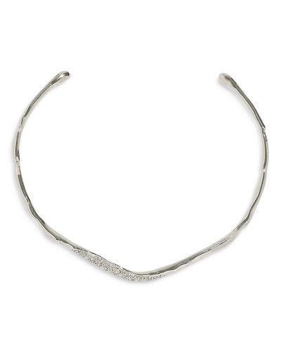 Alexis Bittar Alexis Bittar Solanales Crystal Skinny Structured Collar Necklace in Silver Tone, 4.75
