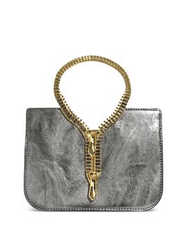Alexis Bittar Alexis Bittar Zipper Decor Mini Metallic Leather Top Handle Bag