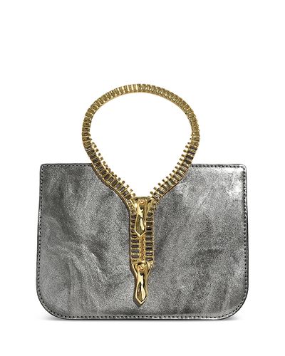 Alexis Bittar Alexis Bittar Zipper Decor Mini Metallic Leather Top Handle Bag