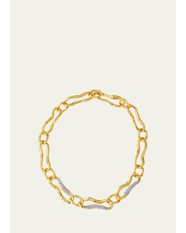 Alexis Bittar Brut Gold Curved Link Necklace, 18"L