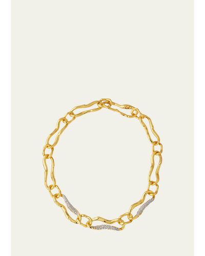 Alexis Bittar Brut Gold Curved Link Necklace, 18"L