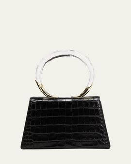 Alexis Bittar Lucite Quad Croc-Embossed Top-Handle Bag