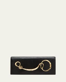 Alexis Bittar Twisted Gold Side Handle Clutch Purse