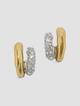 Alexis Bittar Women's Solanales 14K-Gold-Plated, Rhodium-Plated & Crystal Double Hoop Earrings