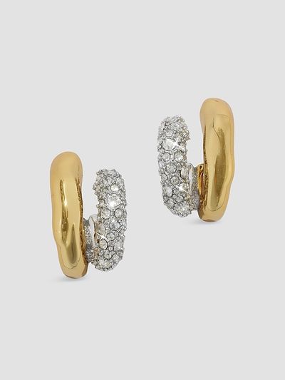 Alexis Bittar Women's Solanales 14K-Gold-Plated, Rhodium-Plated & Crystal Double Hoop Earrings