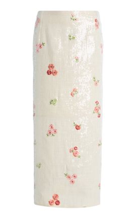 Alfie Alfie Valletta Floral Sequined Silk Maxi Skirt