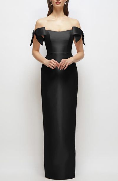Alfred Sung Alfred Sung Off the Shoulder Satin Column Gown