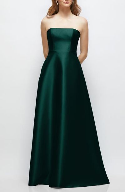 Alfred Sung Alfred Sung Strapless Satin Gown