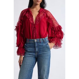 ALICE + OLIVIA ALICE + OLIVIA Aleena Lace & Ruffle Top