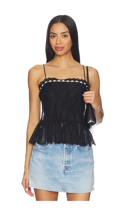 Alice + Olivia Alice + Olivia Alessia Lace Ruffle Crop Top