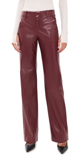 ALICE + OLIVIA ALICE + OLIVIA Alexander Mr Faux Leather Slim Straight Trousers Cognac